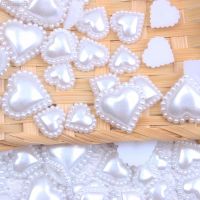 ◘▧○ Half Pearls Imitation Flatback Heart Shape 10mm 12mm 16mm Glue On Resin Pearls White Ivory For Crafts Scrapcooking Shoes