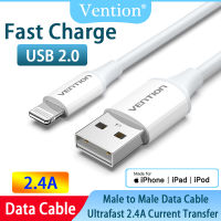 Vention USB MFi สายเคเบิลหลอดไฟชาร์จ2.4A เร็วพิเศษสำหรับ IOS iPhone 14 13 12 Pro Max XS Pro Max ไอแพดไอพอดสายดาต้า USB สายข้อมูล USB