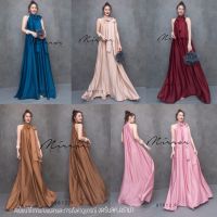 (นางแบบใส่ชุดขาย) V1 HeR MooD SatiN Maxi DreSS เดรสยาวหรู แม็กซี่เดรส แขนกุดคอผูกโบว์ เดรสซาตินหรู กระโปรงยาวเอย้วยงานสวย **งดรับลค.ดราม่า