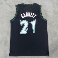 Garnett 21 the timberwolves retro black shirt embroidered basketball clothing
