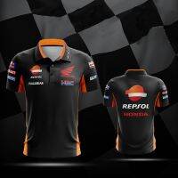 MOTOSHIRT HONDA Black Orange Casual POLO Neck Racing T-Shirt