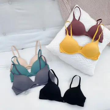 Shop Wireless Push Up Bra Small Chest Gather Girl Simple Bra with