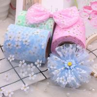 Daisy Small Plum Blossom Tulle Ribbon DIY Headflower Hair Decoration Bow Knot Shoe Flower Ribbon Decorations 5 Yards 6cm