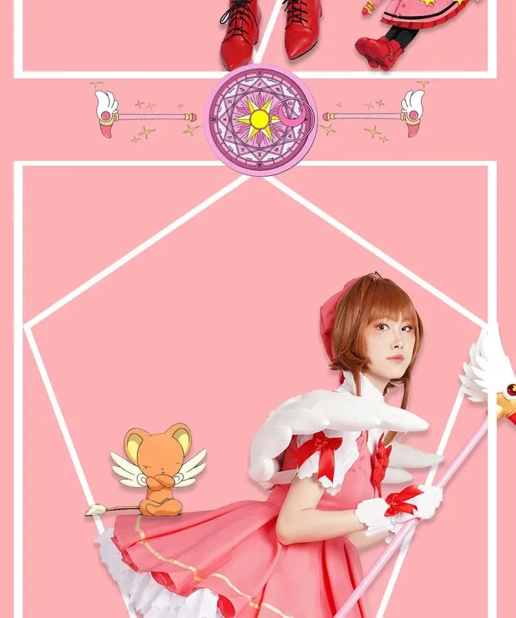 Anime cardcaptor sakura kinomoto sakura, traje feminino para jogos de  lolita, fantasia de festa, halloween, frete