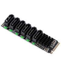 M.2 MKEY PCI-E Riser Card M.2 NVME to SATA Card M.2 NVME to SATA3.0 PCIE to SATA 6Gpbsx6-Port Expansion Card ASM1166