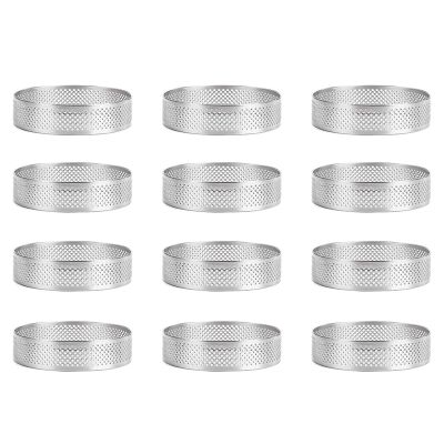 36 Pack Stainless Steel Tart Rings 3 In,Perforated Cake Mousse Ring,Cake Ring Mold,Round Cake Baking Tools
