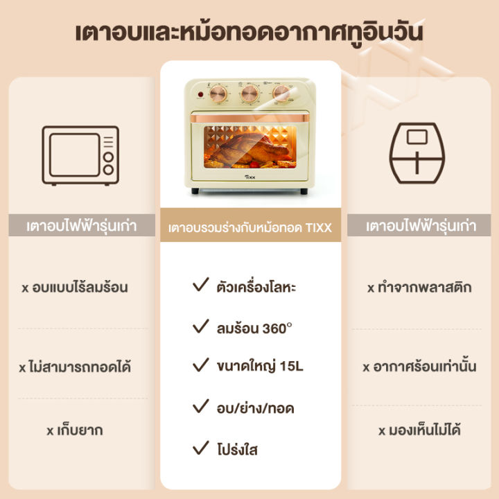 หม้อทอดไร้น้ำมันเกาหลี-ความจุ-15l-รุ่น-hx-15a-พลังสูง-1300w-air-fryer-oven-2-in-1-หม้อทอดไร้น้ำมันมัลติฟังก์ชั่น-เตาอบ-หม้ออบไร้นำมัน-หม้อทอดไรนำมัน