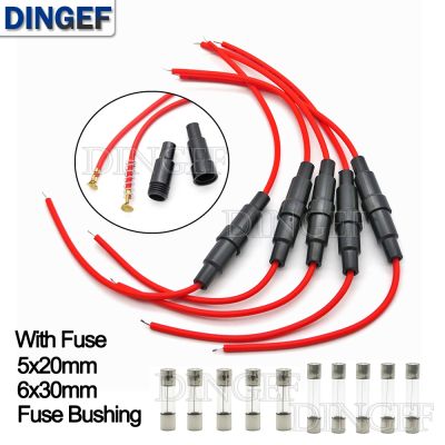 【YF】 5Set 5x20mm 6x30mm Glass Fuse Holder Screw Type 5X20mm with 22AWG Wire Cable 250V 5X20MM Tube Casing 6x30mm