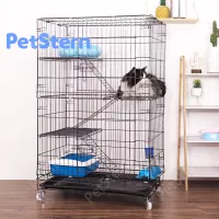 PetSternPet Cage Steel Cage for Cat and DogEasy to Assemble Cage with Wheel and Stair Multi-layers