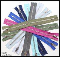 ✲✟ 25cm 15pcs Close-End deep blue Metal Zippers With Pearl Slider Multi-color 3 Zippers For DIY Sewing 1 Colors Available