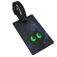 Black Cat Galaxy Luggage Tag for Suitcase Cute Unique Suitcase Tags Identifiers with Name Labels Card for Women Kid Travel 【AUG】