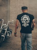 Motorbike Diablo Rock Metal Hardcore Iron Fist Skull Clothes    Mens Trendy Short Sleeve T-shirt