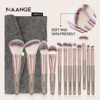 MAANGE ชุดแปรงแต่งหน้า + กระเป๋าแปรง12ชิ้น,สำหรับแปรงทาอายแชโดว์อายไลเนอร์แปรงแต่งหน้า + กระเป๋าแปรงแบบพกพา