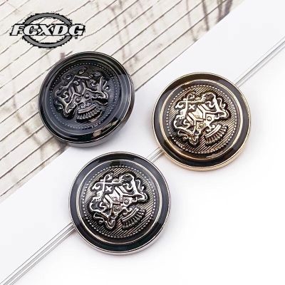 【cw】 10pcs 15/20/25mm Round Metal Buttons for Clothing Vintage Sewing Supplies and Accessories Black Jacket Buttons for Needlework ！