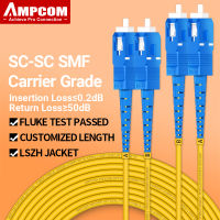 AMPCOM SC To SC UPC สายแพทช์ไฟเบอร์ออปติก Singlemode Duplex SMF 9/125μm โหมดเดียวโค้งไม่ไวต่อสายไฟเบอร์ออปติก2.0มม.