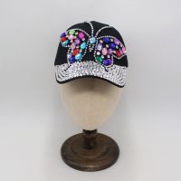 Luxury Rhinestones Sequins Butterfly Baseball Caps Women Denim Party Snapback Colorful Hip Hop Hat Cotton Bling Diamond Lady Cap