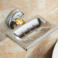 ❈►❄ Perforation-free Suction Cup Bathroom Drain Soap Box Soap Holder Electroplating Semi-arc Bracket Design Waterproof