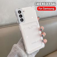 Shockproof Soft TPU Case For Samsung Galaxy S21 S20 S10E FE 5G Note 20 10 9 Plus Ultra A21S A50 Clear Card Slot Bag Wallet Cover