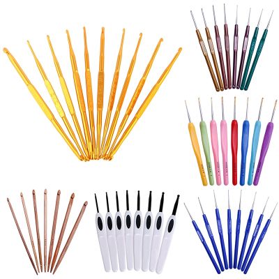 【CW】 Crochet Set Plastic Handles Aluminum Knitting Needles Weave Yarn Sewing 8pcs