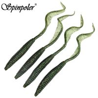 hot！【DT】 Spinpoler 18cm 13cm Soft Worm Baits Tail 4 Colors Silicone Earthworm Worms Lifelike Fishing 5pcs/Pack