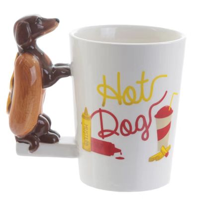 Creative Dachshund Sausage Pet Dog Personalised Coffee Mug Unique Sausage Dog Creative Fast Food Sausage Puppy Bassotto Mugs Cup