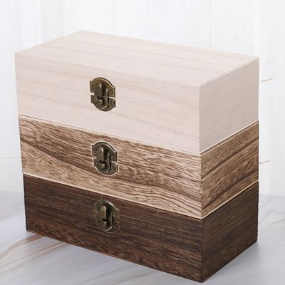 Golden Latch Wooden Storage Box Keepsake Box Creative Decor Wood Plain Wooden Jewel Box