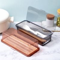 Kitchen Drawer Organizer with Lid and Drainer Plastic Kitchen Cutlery Tray Home Space Saving Utensil Storage Container