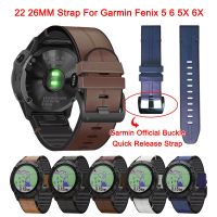 สายนาฬิกาหนังซิลิโคน22 26มม. สำหรับ Garmin Fenix 5 6 6X 5X 3 3HR สายรัดปลดเร็วอย่างเป็นทางการสายข้อมือสำหรับเปลี่ยนหัวเข็มขัด