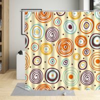 Geometric Color Circle Shower Curtain Set Plants Floral Modern Simple Pattern Bathroom Decor Hanging Curtains Bathtub Wall Cloth