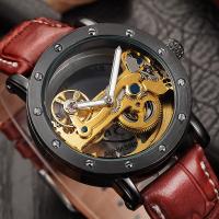 SHENHUA Automatic Men Watch Top Brand Luxury Bridge Skeleton Mechanical Leather Strap Male Business Watches relogio masculino