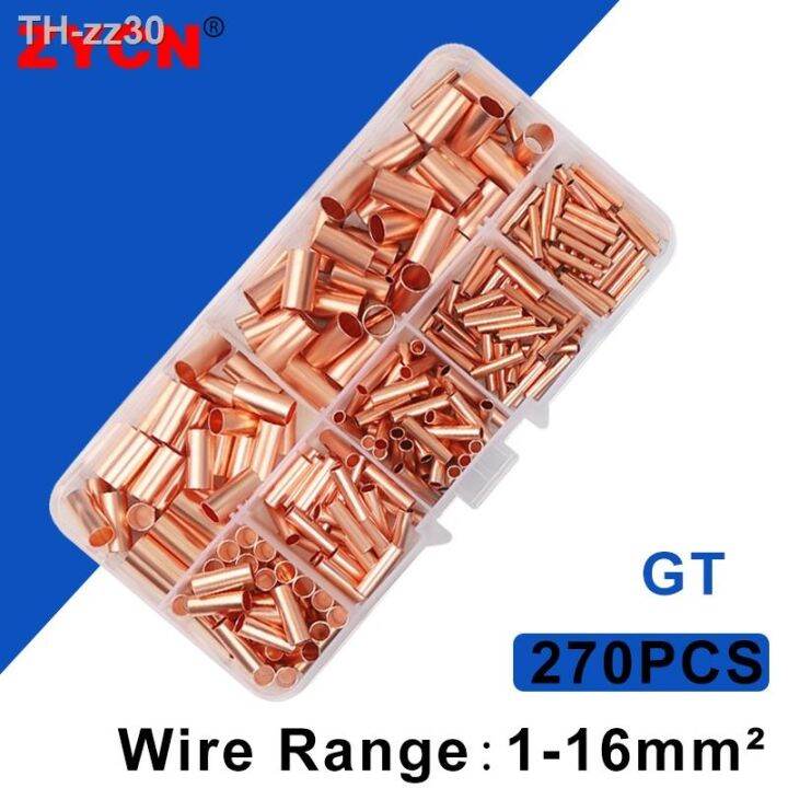 ¤ 270PCS GT Copper Connecting Pipe Wire Joint Small Terminal Cable Lug