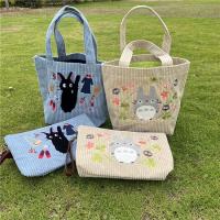 New Original My Neighbor Totoro Kikis Delivery Service JIJI Embroidery Shoulder Bag Canvas Lunch Bag Coin Wallet Ghibli Gift