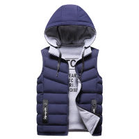 Casual Vest Jacket Men Both Sides Winter Fleece Vest Warm Hooded Waistcoat Sleeveless Jackets Male Hat Detachable Waistcoat Coat