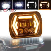 MovFlax 7X6( 5X7) นิ้วไฟหน้ารถมอเตอร์ไซค์แบบ LED DRL Hi/Lo Beam 50W 30W แหวนอำพัน Angel สำหรับรถบรรทุก ATV SUV UTV 4WD ที่4x 4แทร็กเตอร์ออฟโร้ด