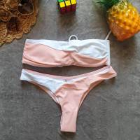 ? ZAFUL BIKINI ชุดว่ายน้ำแฟชั่น ชุดว่ายน้ำสีชมพู พร้อมส่งจากไทย PINK SIZE L