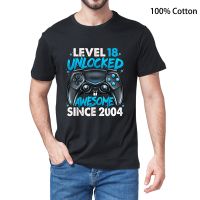 100% Cotton Level 18 Unlocked Awesome Since 2004 11th Birthday Gaming Mens Casual T Shirt Streetwear Harajuku Summer Soft Tee| |   - AliExpress