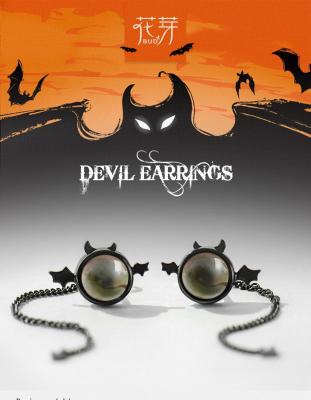 Thaya Originals Little Devil S925 Sterling Silver Black Ear Stud Female Ear Drop Long Tail Mini Earrings For Women GiftTH