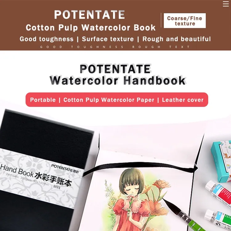 POTENTATE 300gsm 24 Sheets Watercolor Pad Sketch Notebook Water color –  AOOKMIYA