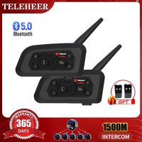 【LZ】☜◊﹍  Teleheer v6 mais capacete da motocicleta fone de ouvido bluetooth 1500m full duplex interfone comunicador para 6 pilotos gps à prova d água v6