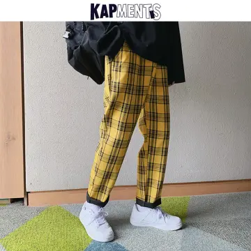 Checkered track hot sale pants mens