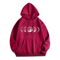 Women Loose Hoodies Moon Printed Crewneck Hooded Top Casual Long Sleeve Fleece Sweatshirt Korean Version Loose Tracksuit кофта