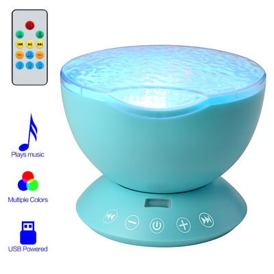 7 Colors Light Remote Control Kid Ocean Wave Light Projector Built-In Music Player For Relaxing Ambiance Living Room Ceiling D30