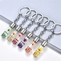 【CW】 Chain Dried Wishing Bottle Keychain Car Holder Pendents