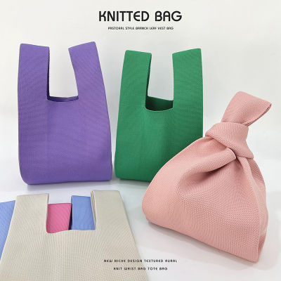 Simple Knitted Handbag Versatile Handbag For Women Simple Knitted Tote Bag Candy Color Handbag Womens Versatile Handbag