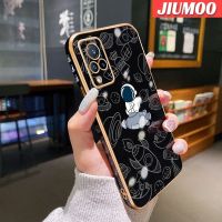 JIUMOO เคสสำหรับ Vivo V21 4G V21 5G V21s 5G ดีไซน์ใหม่อวกาศนักบินอวกาศการ์ตูนนุ่มกันกระแทกเคสโทรศัพท์ดั้งเดิมเคสลายชุบหรูหราคลุมทั้งหมดป้องกันเลนส์กล้อง