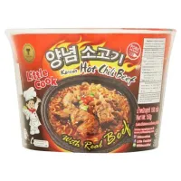 ลิตเติ้ลกุ๊ก ราเมงกึ่งสำเร็จรูปแบบถ้วย เนื้อเผ็ดเกาหลี 150กรัม/Little Cook instant ramen cup Korean spicy beef 150 grams