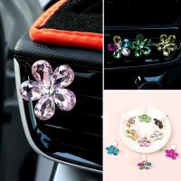 AUTONO ใหม่ น่ารัก ผู้หญิง คลิปดอกไม้ ช่องแอร์รถยนต์ สีสัน Rhinestone