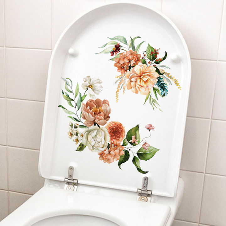 สติ๊กเกอร์ห้องน้ำสติกเกอร์ลายดอกไม้ติดทนนานกันน้ำติดทนนานสำหรับตกแต่งห้องน้ำที่บ้าน