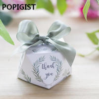 European diamond shape Green forest style Candy Boxes Wedding Favors oniere paper thanks Gift Box Party Chocolate box 50pcs