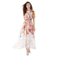 Womens Dress New Fashion Spring/Summer New Celebrity High Class  Dress Print  Maxi Women